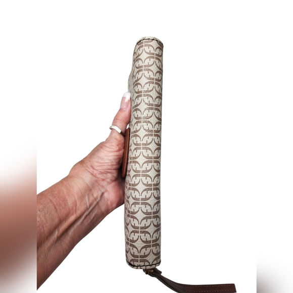 FOSSIL Brown and Cream Monogram Print Textured Wallet - Picture 3 of 16
